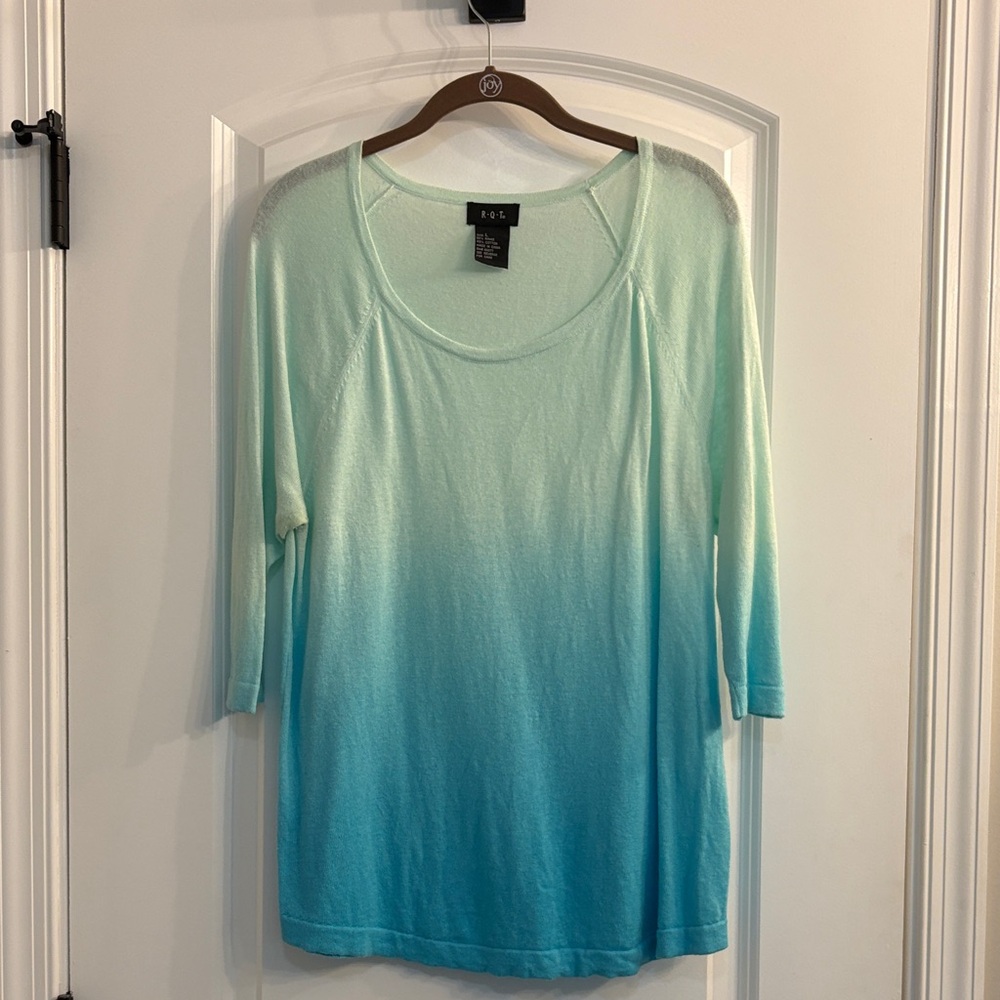 Gradient Aqua and Blue Long Sleeve Top